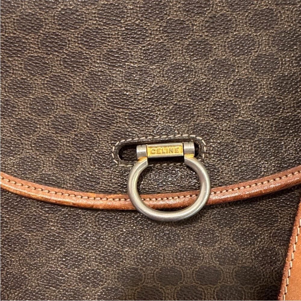 CELINE vintage Macadam DM96 Shoulder Bag Pochette Brown PVC/leather - Picture 3 of 11